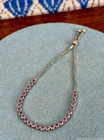 Full view of sterling silver amethyst bolo bracelet