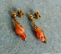 Front view of both coral drop earrings