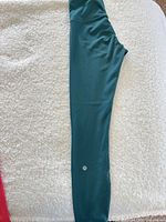 Full view of green Align leggings, logo visible