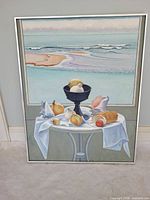 Full view of framed Kenneth Evett still life painting showing artwork, frame, and subject matter