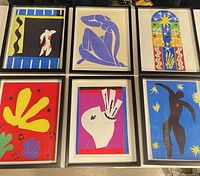 Overview of all six framed prints arranged in two rows