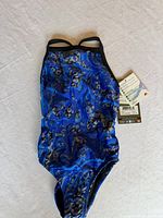 Full view of front of swimsuit with tags attached