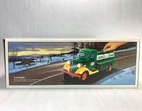 Front of boxed 1985 Hess truck bank showing artwork