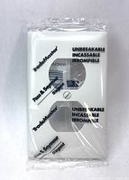 Front view of sealed TP8-W wall plate showing brand and unbreakable labeling