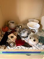 Overall shelf view showing majority of items together