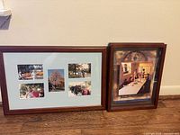 Two framed photo pieces side by side on floor