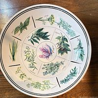 Interior view showing herb illustrations and rim detail