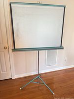 Full view of tripod projection screen set up