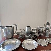 Entire pewter lot on tabletop