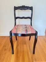 Full front view of wood dining chair