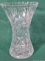 Full view of clear cut crystal trumpet vase
