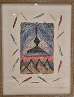 Full framed print showing entire artwork Spirits Above with feather border