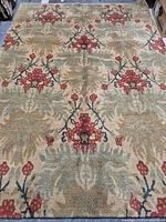 Full view of wool carpet showing overall design and dimensions perspective