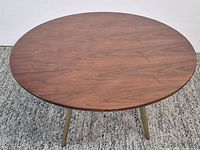 Full top view of round teak table
