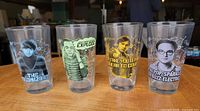 Front view all four character pint glasses