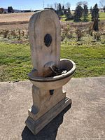 Front view of fiberglass faux stone freestanding fountain