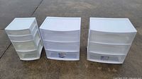 front view of the three plastic drawer towers