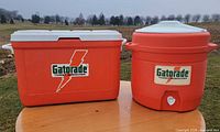 Both Gatorade coolers side by side showing scale and overall appearance