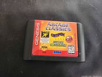 Front view of Sega Genesis Arcade Classics cartridge showing label details