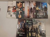 Front view of all five Breaking Bad DVD season cases