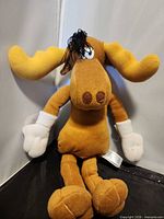 Full view of Bullwinkle plush seated