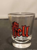 Front view showing complete devil graphic and text