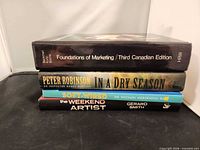 Spines of all four books stacked