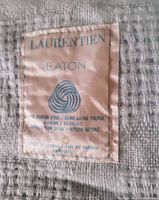 Close-up of Laurentien Eaton label on blanket