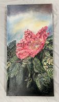 Front view of the pastel and charcoal floral canvas artwork