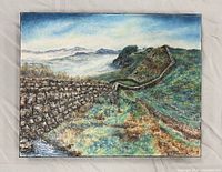 Front view of the 16x20 pastel and charcoal landscape painting on canvas