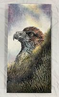 Full view of bird portrait artwork on canvas