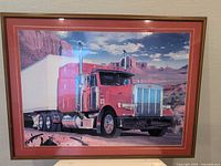 Full view of framed Peterbilt poster