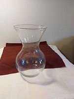 Front view of clear glass vase showing full shape