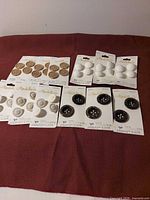 All button cards laid out showing front packaging