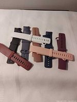 All eight silicone watch bands laid out