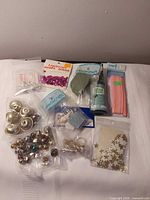 Overview of all craft items laid out on white surface