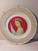 Front view showing full design of Queen Elizabeth II portrait plate