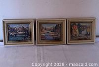 Front view of the three framed prints side by side