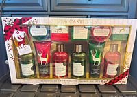 Front view of sealed Ivy & Castle gift set showing all contents in window box