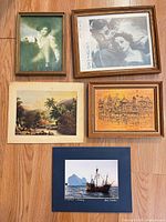 Group shot of all five prints showing subjects and framing