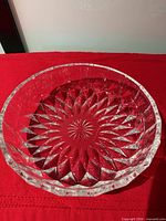 Round shallow starburst-cut crystal bowl
