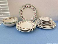 Full 17-piece Mikasa Rose Parade set displayed