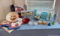 overview of all serveware, glassware and linens on table