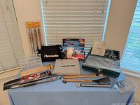 overview of all grilling items on table