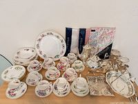 Overall lot with china, silverware, linens
