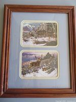 Front view of framed mule deer artwork showing both prints