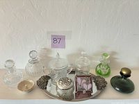 Group view of all vanity items on shelf