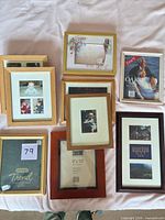 All eight frames laid out showing sizes, finishes and inserts