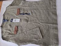 Front view of Chaps olive cotton Henley top showing full garment
