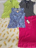 Overview of all five tops laid out